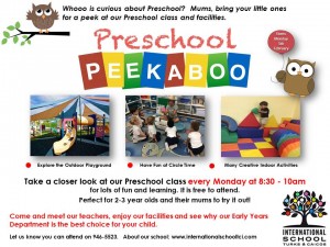 ISTCI Preschool Peekaboo Flyer Every Monday at 830am