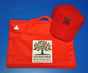 International School book bag and hat