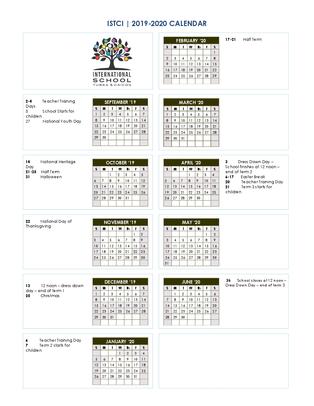 201920 Academic Calendar International School Blog